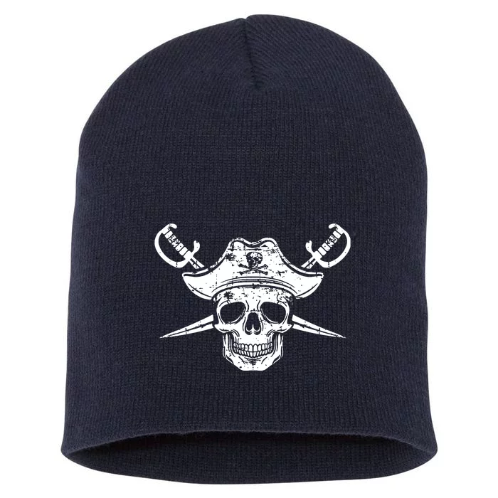 Pirate Skull Hat Swords Short Acrylic Beanie