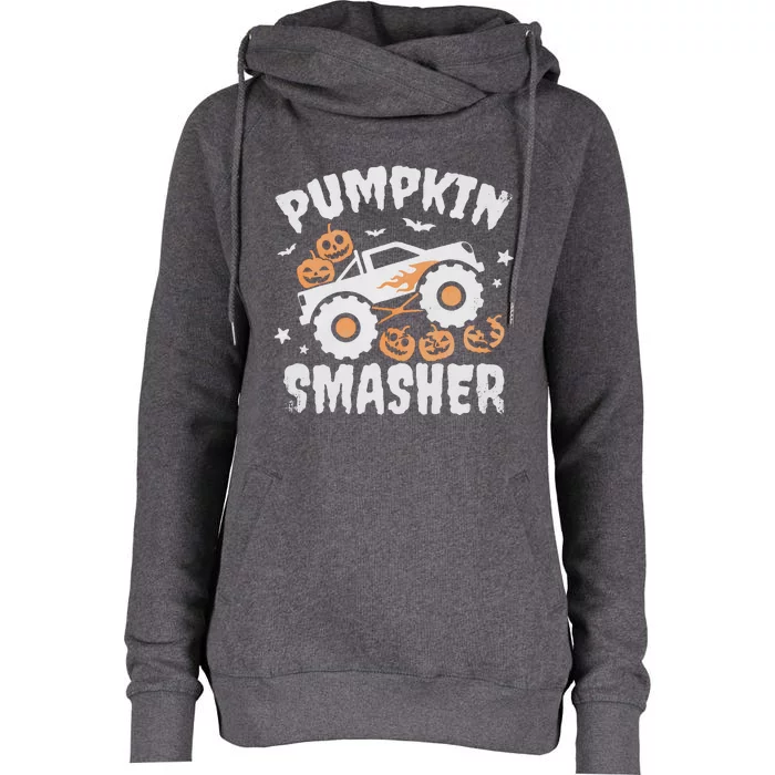 Pumpkin Smasher Halloween For Monster Truck Lover Womens Funnel Neck Pullover Hood