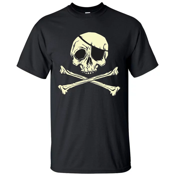 Pirate Skull Halloween Costume Jolly Roger Outfit Tall T-Shirt