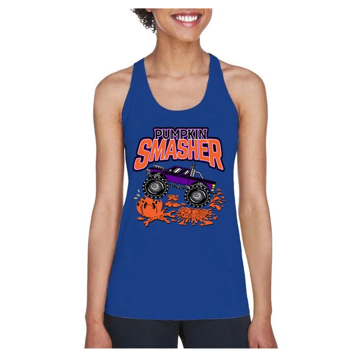 Pumpkin Smasher Halloween Monster Truck Lover Cute Gift Women's Racerback Tank