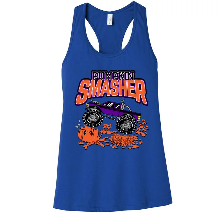 Pumpkin Smasher Halloween Monster Truck Lover Cute Gift Women's Racerback Tank