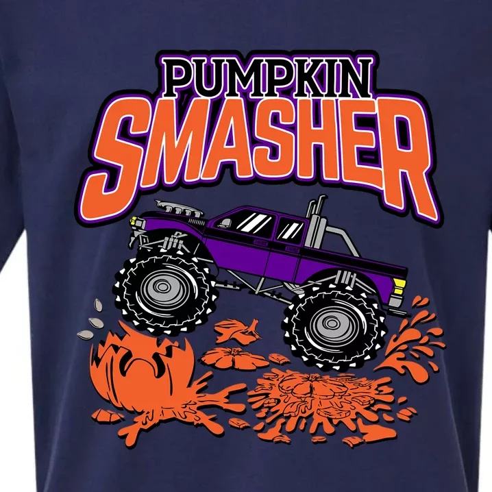 Pumpkin Smasher Halloween Monster Truck Lover Cute Gift Sueded Cloud Jersey T-Shirt