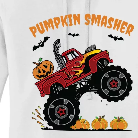 Pumpkin Smasher Halloween Monster Truck Lover Women's Pullover Hoodie