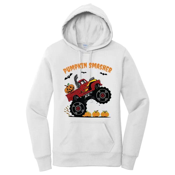 Pumpkin Smasher Halloween Monster Truck Lover Women's Pullover Hoodie