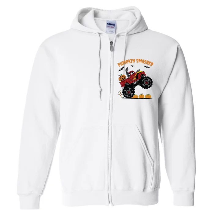 Pumpkin Smasher Halloween Monster Truck Lover Full Zip Hoodie