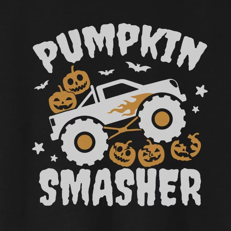 Pumpkin Smasher Halloween For Monster Truck Lover Women's Crop Top Tee