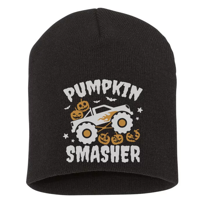 Pumpkin Smasher Halloween For Monster Truck Lover Short Acrylic Beanie