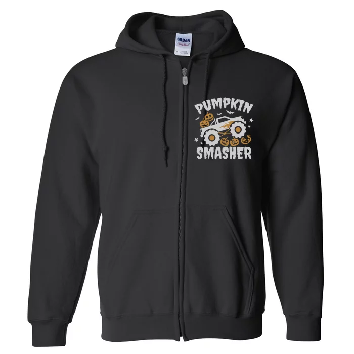 Pumpkin Smasher Halloween For Monster Truck Lover Full Zip Hoodie