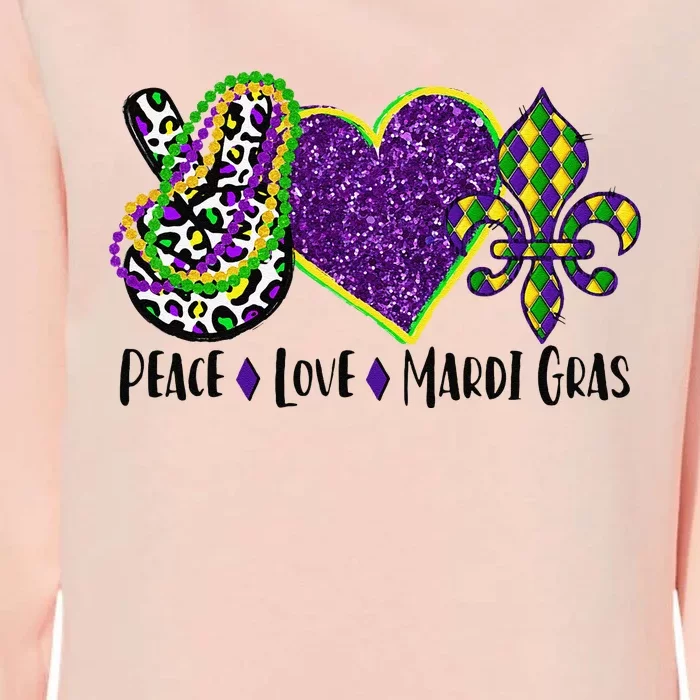 Peace Sign Heart Fleur De Lys Hippie Peace Love Mardi Gras Womens California Wash Sweatshirt