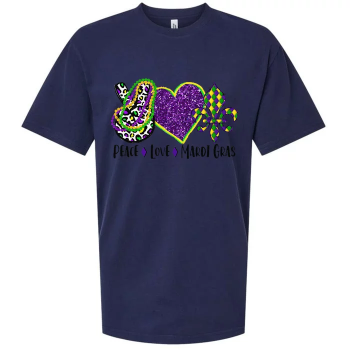 Peace Sign Heart Fleur De Lys Hippie Peace Love Mardi Gras Sueded Cloud Jersey T-Shirt