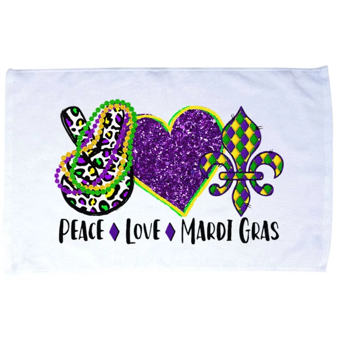 Peace Sign Heart Fleur De Lys Hippie Peace Love Mardi Gras Microfiber Hand Towel