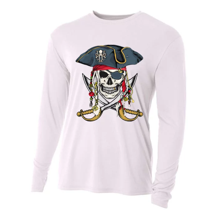 Pirate Skull Halloween Little Cooling Performance Long Sleeve Crew