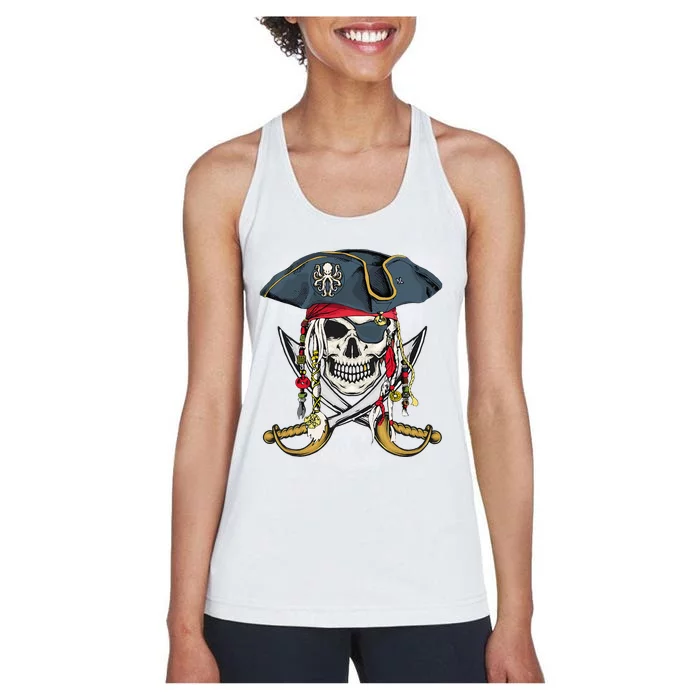 Pirate Skull Halloween Little Women's Racerback Tank