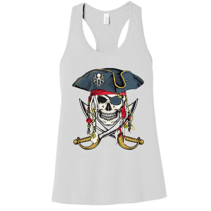 Pirate Skull Halloween Little Women's Racerback Tank