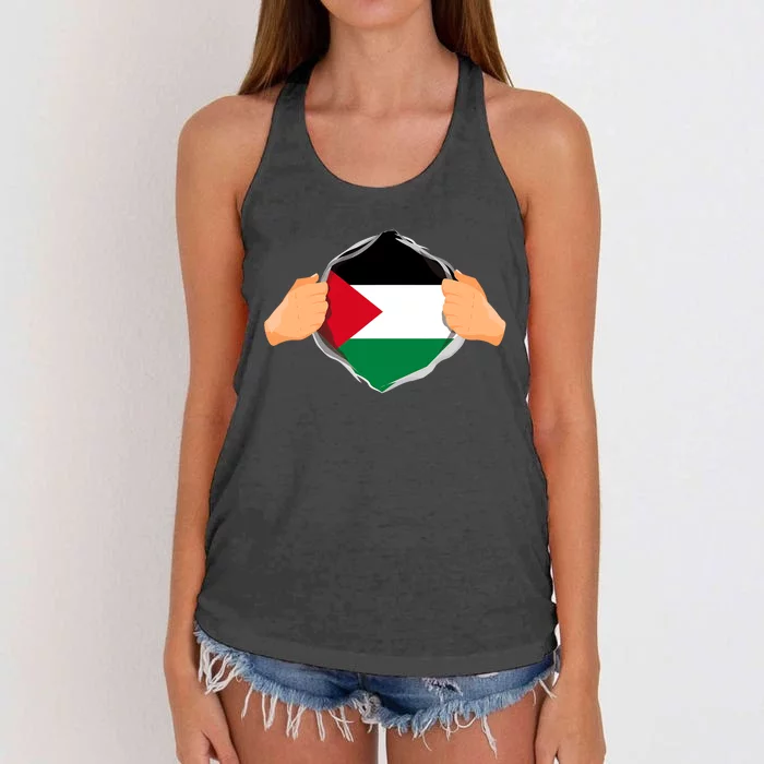 Palestine Super Hero Palestinian Heritage Women's Knotted Racerback Tank