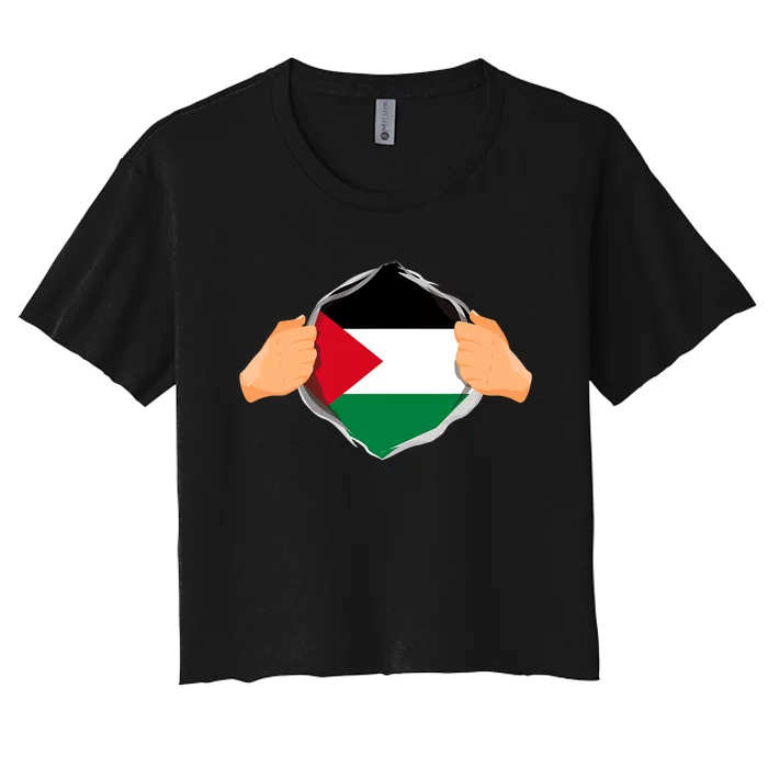 Palestine Super Hero Palestinian Heritage Women's Crop Top Tee