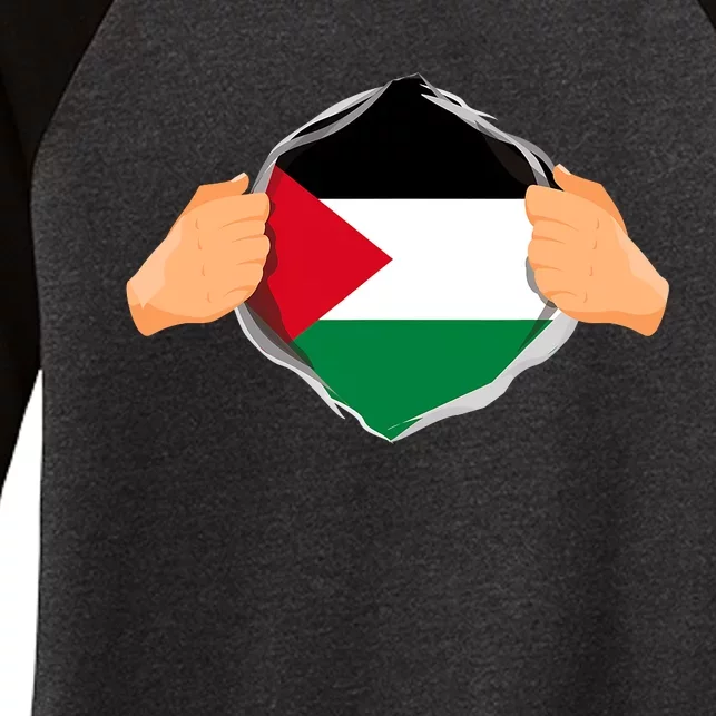 Palestine Super Hero Palestinian Heritage Women's Tri-Blend 3/4-Sleeve Raglan Shirt