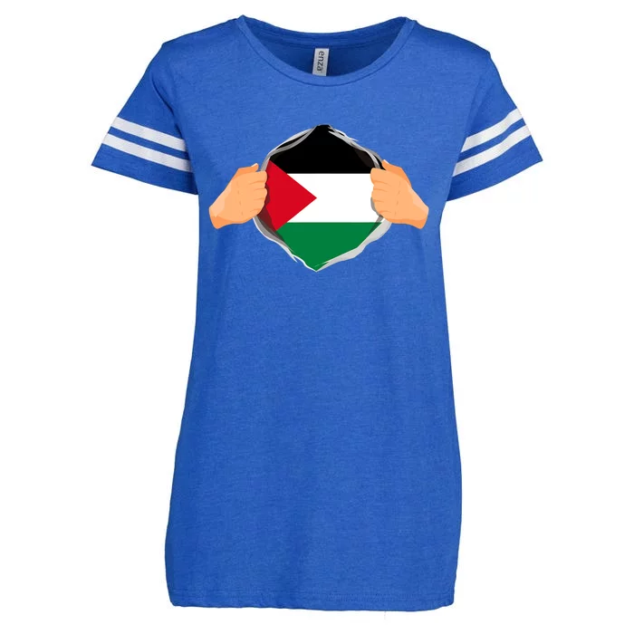 Palestine Super Hero Palestinian Heritage Enza Ladies Jersey Football T-Shirt