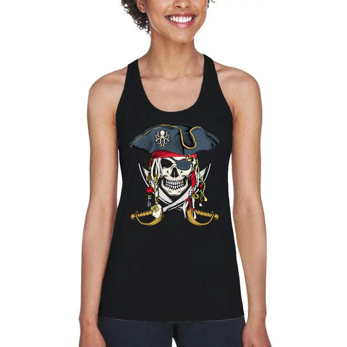 Pirate Skull Halloween Little Women's Racerback Tank