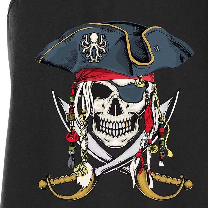 Pirate Skull Halloween Little Women's Racerback Tank