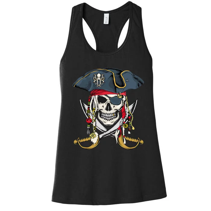 Pirate Skull Halloween Little Women's Racerback Tank