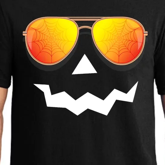 Pumpkin Shirts Halloween Jack O Lantern Sunglasses Spider Web Pajama Set