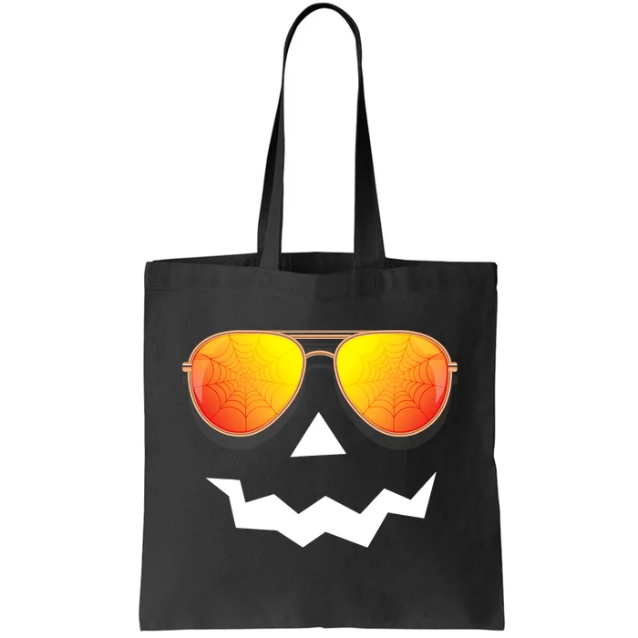 Pumpkin Shirts Halloween Jack O Lantern Sunglasses Spider Web Tote Bag