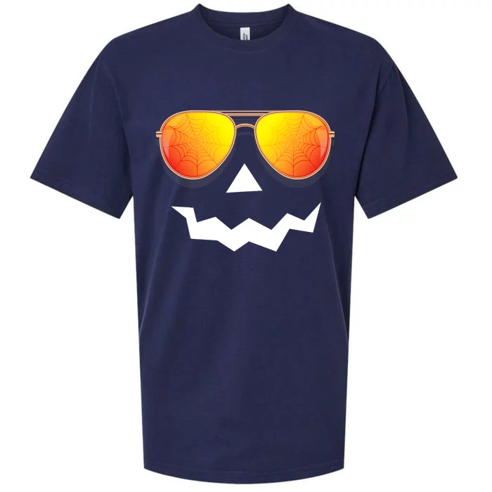 Pumpkin Shirts Halloween Jack O Lantern Sunglasses Spider Web Sueded Cloud Jersey T-Shirt