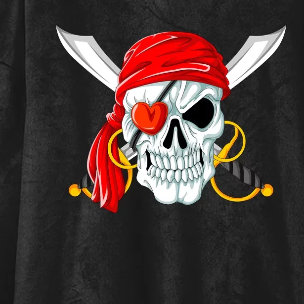 Pirate Skull Heart Hooded Wearable Blanket