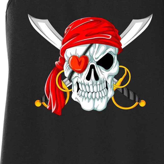 Pirate Skull Heart Women's Racerback Tank