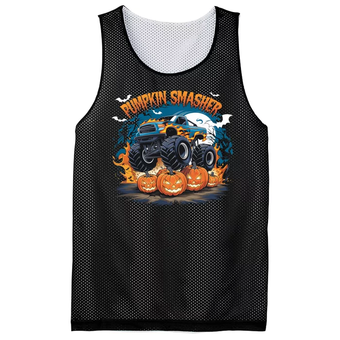 Pumpkin Smasher Halloween Monster Truck Lovers Monster Truck Fan Mesh Reversible Basketball Jersey Tank