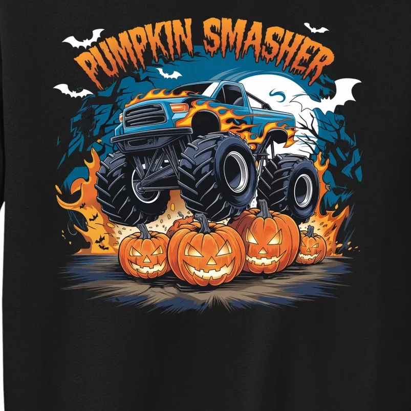 Pumpkin Smasher Halloween Monster Truck Lovers Monster Truck Fan Tall Sweatshirt