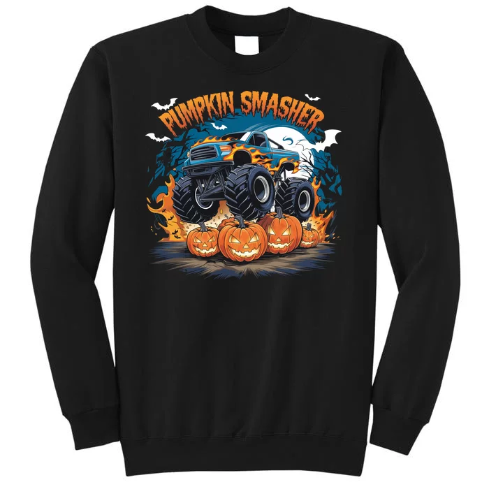 Pumpkin Smasher Halloween Monster Truck Lovers Monster Truck Fan Tall Sweatshirt