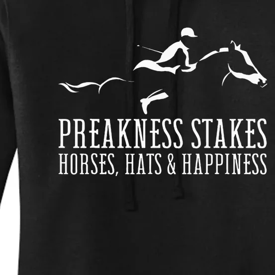 Preakness Stakes Horses Hats & Happiness Horse Racing Derby Women's Pullover Hoodie