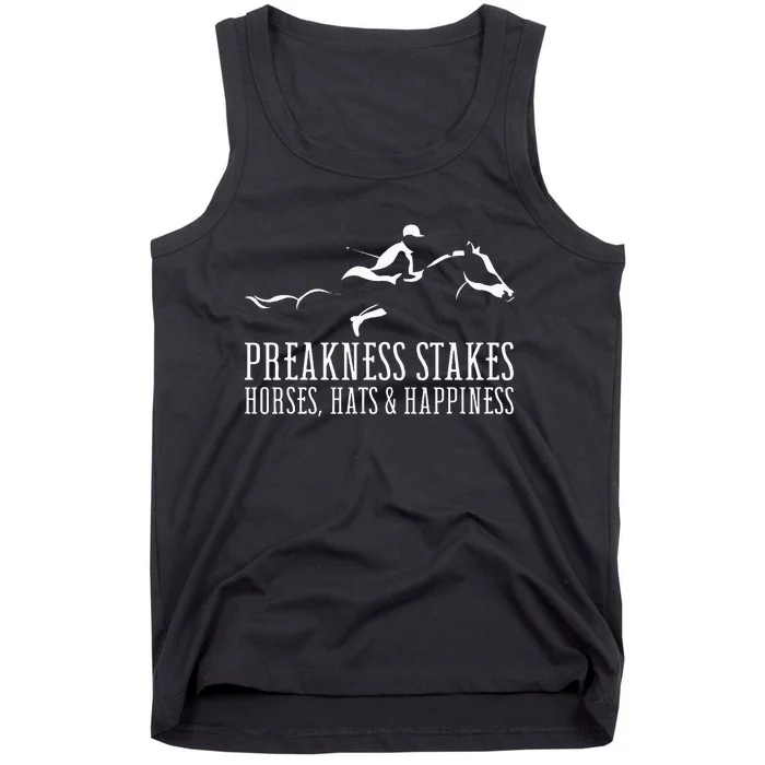 Preakness Stakes Horses Hats & Happiness Horse Racing Derby Tank Top