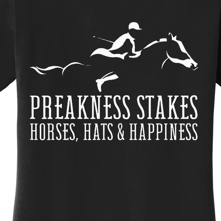 Preakness Stakes Horses Hats & Happiness Horse Racing Derby Women's T-Shirt