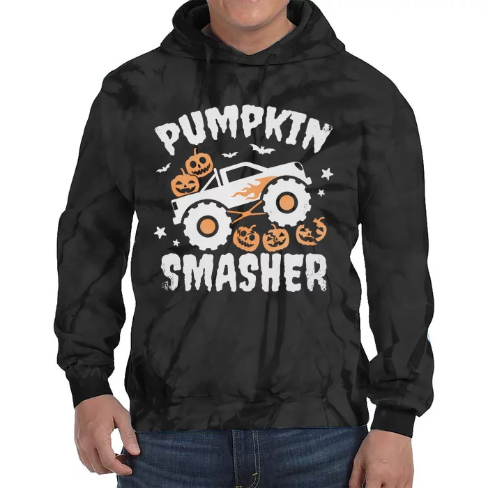 Pumpkin Smasher Halloween For Monster Truck Lover Tie Dye Hoodie