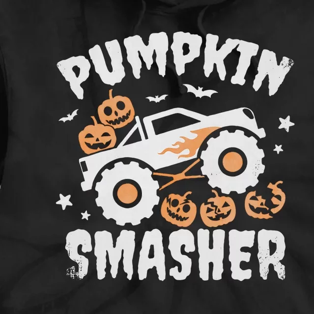 Pumpkin Smasher Halloween For Monster Truck Lover Tie Dye Hoodie