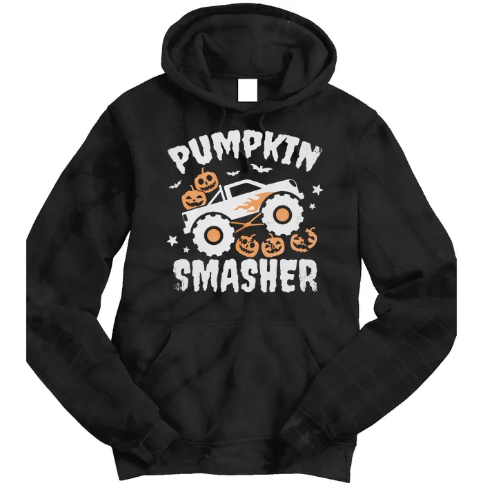 Pumpkin Smasher Halloween For Monster Truck Lover Tie Dye Hoodie