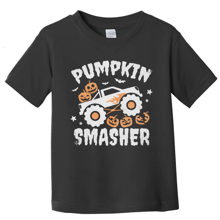 Pumpkin Smasher Halloween For Monster Truck Lover Toddler T-Shirt