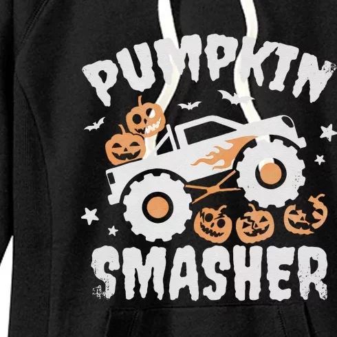 Pumpkin Smasher Halloween For Monster Truck Lover Women's Fleece Hoodie