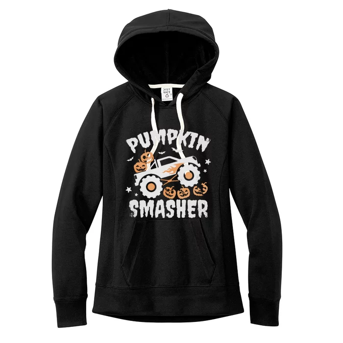 Pumpkin Smasher Halloween For Monster Truck Lover Women's Fleece Hoodie