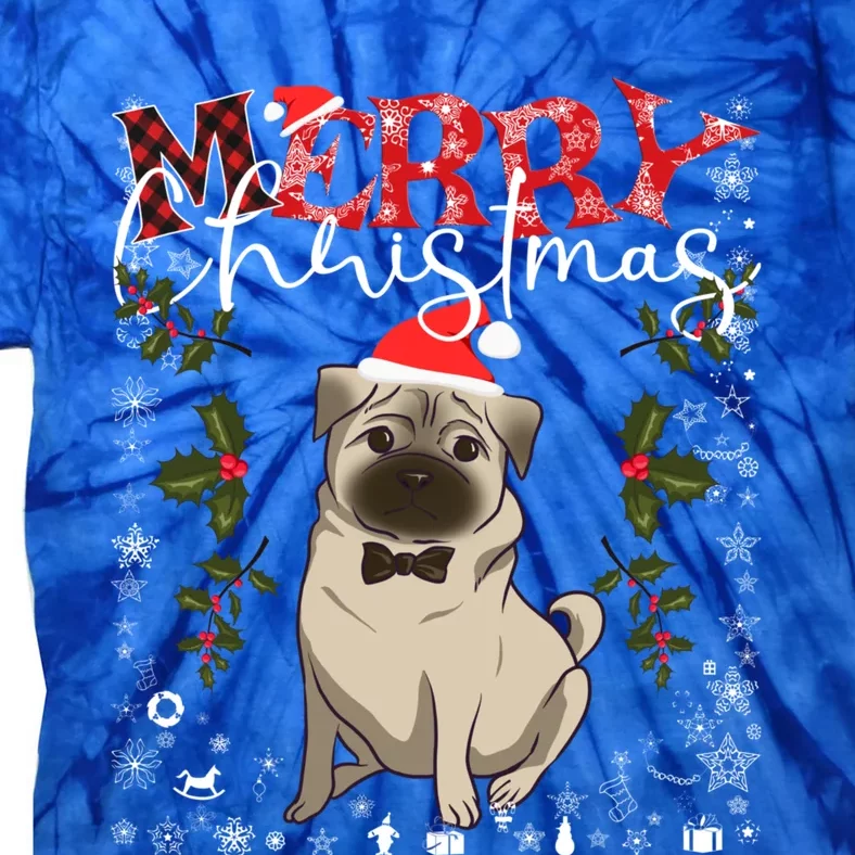 Pug Santa Hat Funny Dog Lovers Retro Family Merry Christmas Cute Gift Tie-Dye T-Shirt