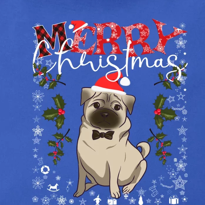 Pug Santa Hat Funny Dog Lovers Retro Family Merry Christmas Cute Gift Zip Tote Bag