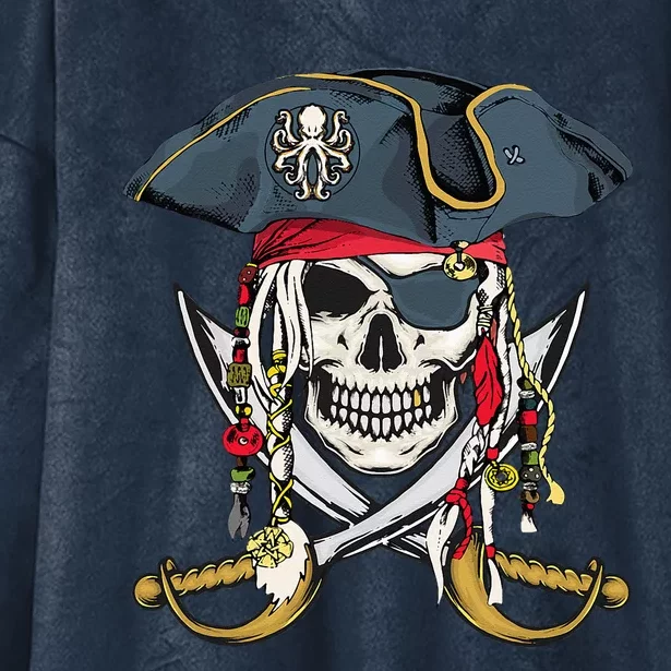 Pirate Skull Halloween Little Hooded Wearable Blanket