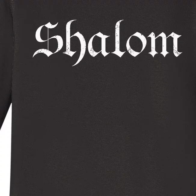 Peace Shalom Hebrew Shabbat Shalom Israel 75th Birthday Baby Long Sleeve Bodysuit