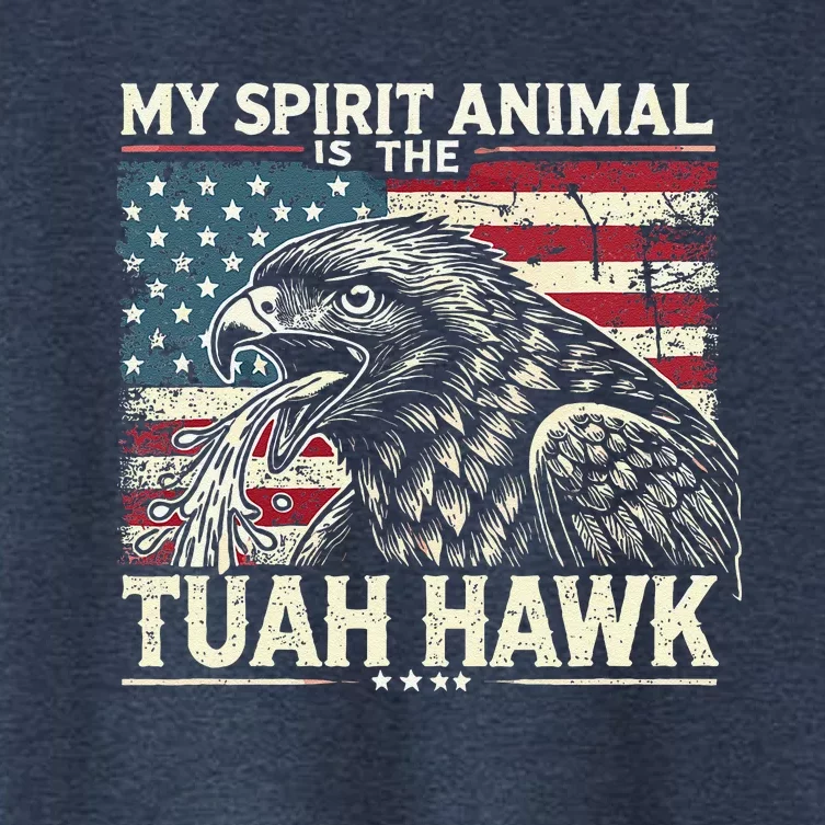 Patriotic Spitting Hawk Tuah Meme Tuah Hawk Spirit Animal Women's Crop Top Tee