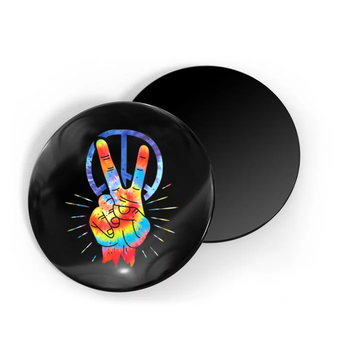 Peace Sign Hand Tie Dye Hippies Christmas Magnet