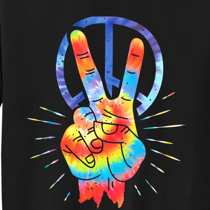 Peace Sign Hand Tie Dye Hippies Christmas Tall Sweatshirt