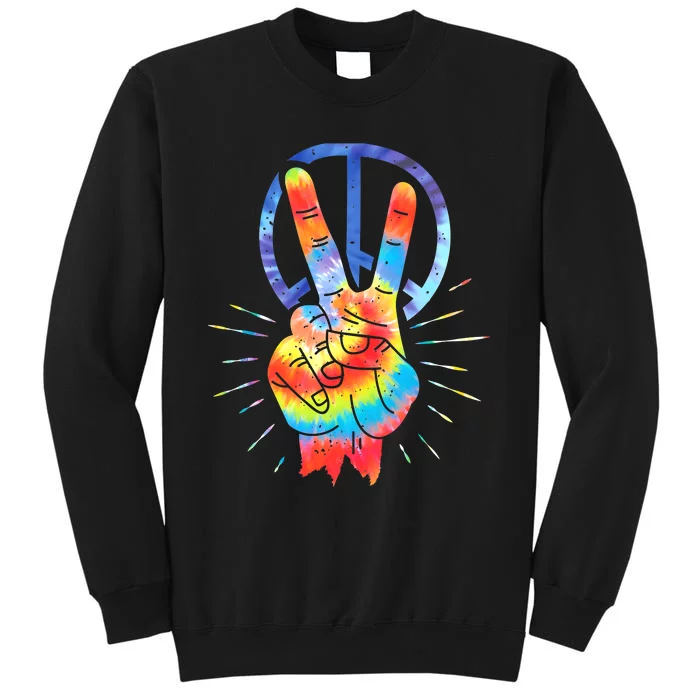 Peace Sign Hand Tie Dye Hippies Christmas Tall Sweatshirt